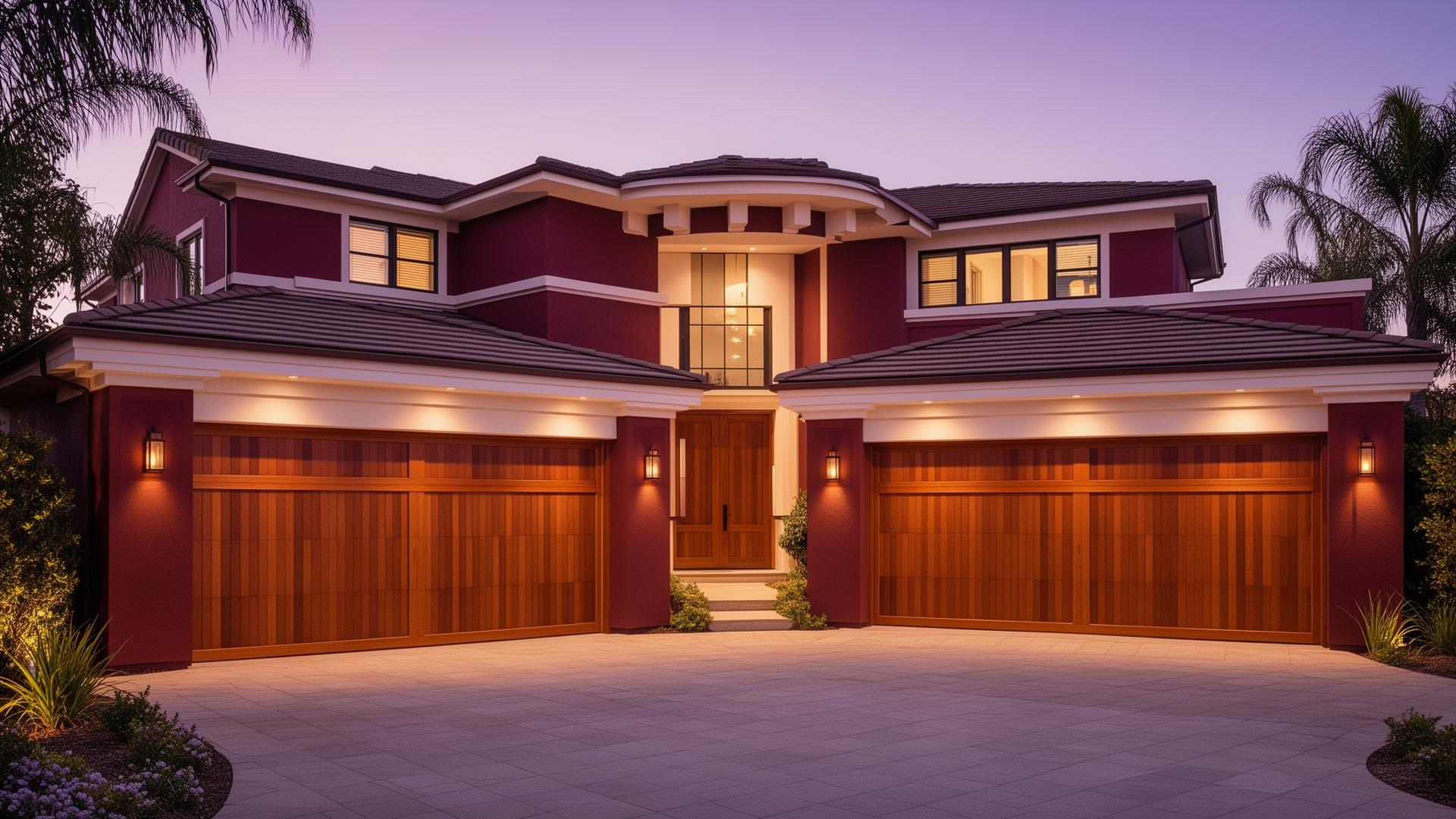 Beautiful modern garage doors on a luxury Lake Forest home